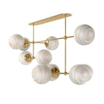 Armstrong Burnished Brass Marbled Matte Glass Linear Chandelier | ready to ship!