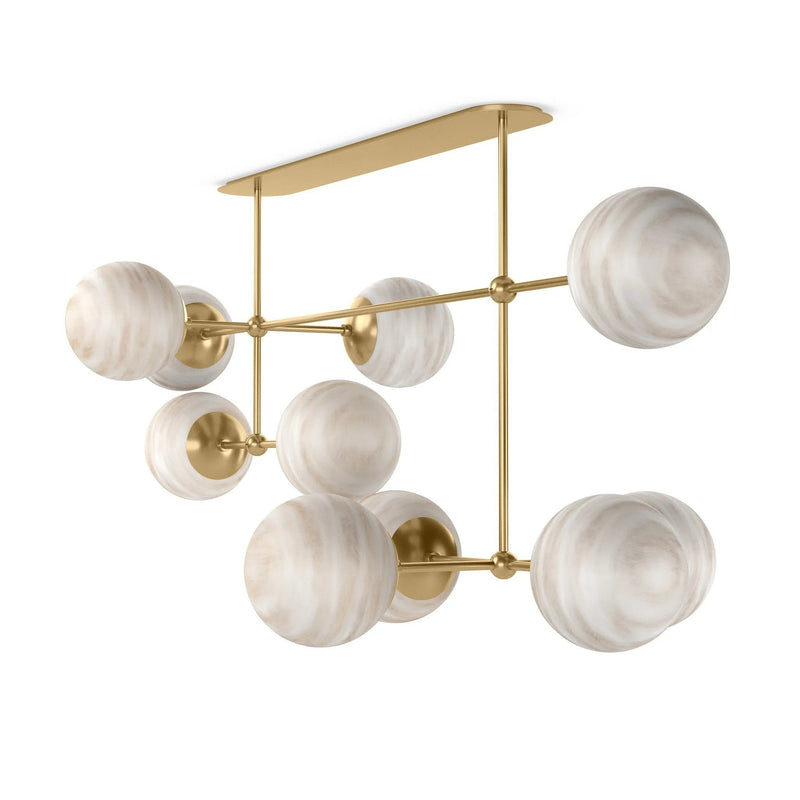 Armstrong Burnished Brass Marbled Matte Glass Linear Chandelier | ready to ship!