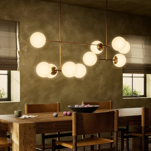 Armstrong Burnished Brass Opal Matte Glass Linear Chandelier | ready to ship!