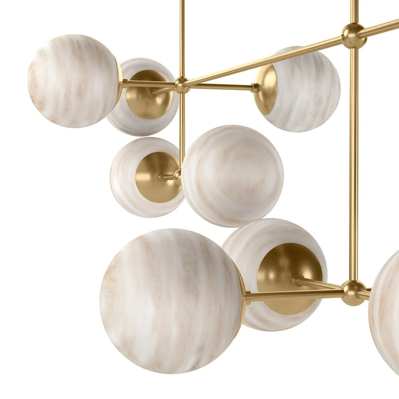 Armstrong Burnished Brass Marbled Matte Glass Linear Chandelier | ready to ship!