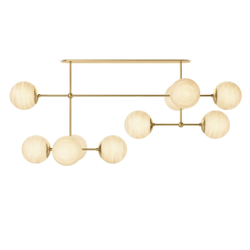 Armstrong Burnished Brass Marbled Matte Glass Linear Chandelier | ready to ship!