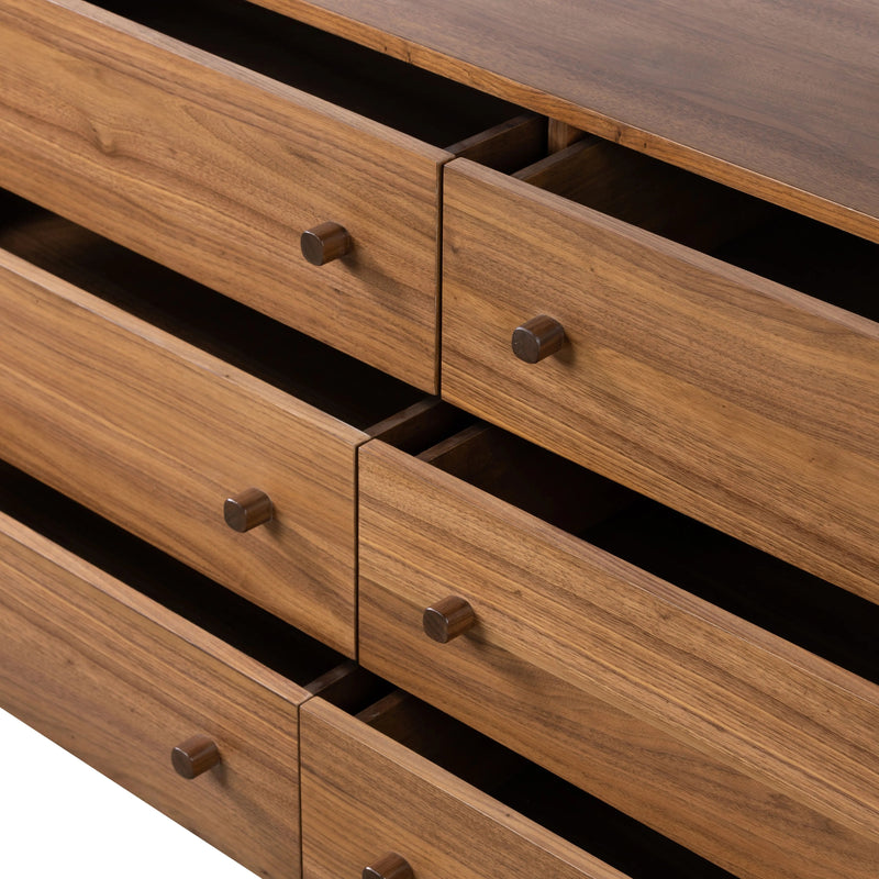 Arturo Natural Walnut 6 Drawer Dresser | shipping 5/30/2025