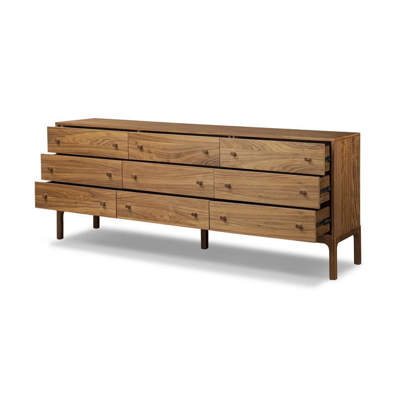 Arturo Natural Walnut Veneer 9 Drawer Dresser | ready to ship!