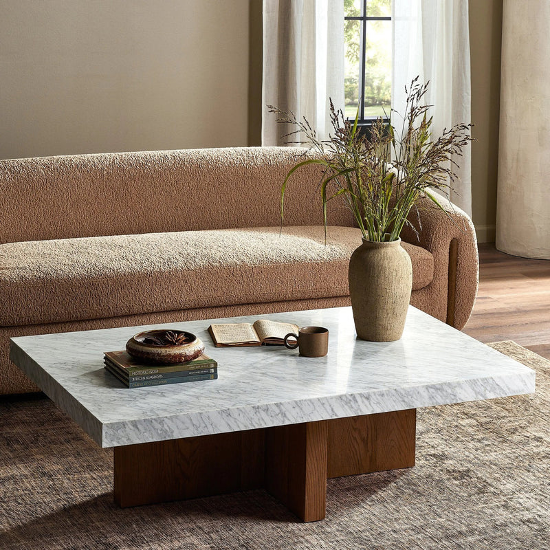 Bellamy White Carrera Marble Rectangular Coffee Table | ready to ship!