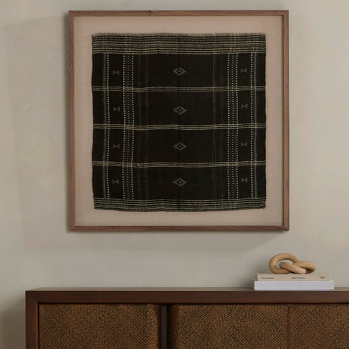 Bhujodi Chocolate With Rustic Walnut Textile | ready to ship!