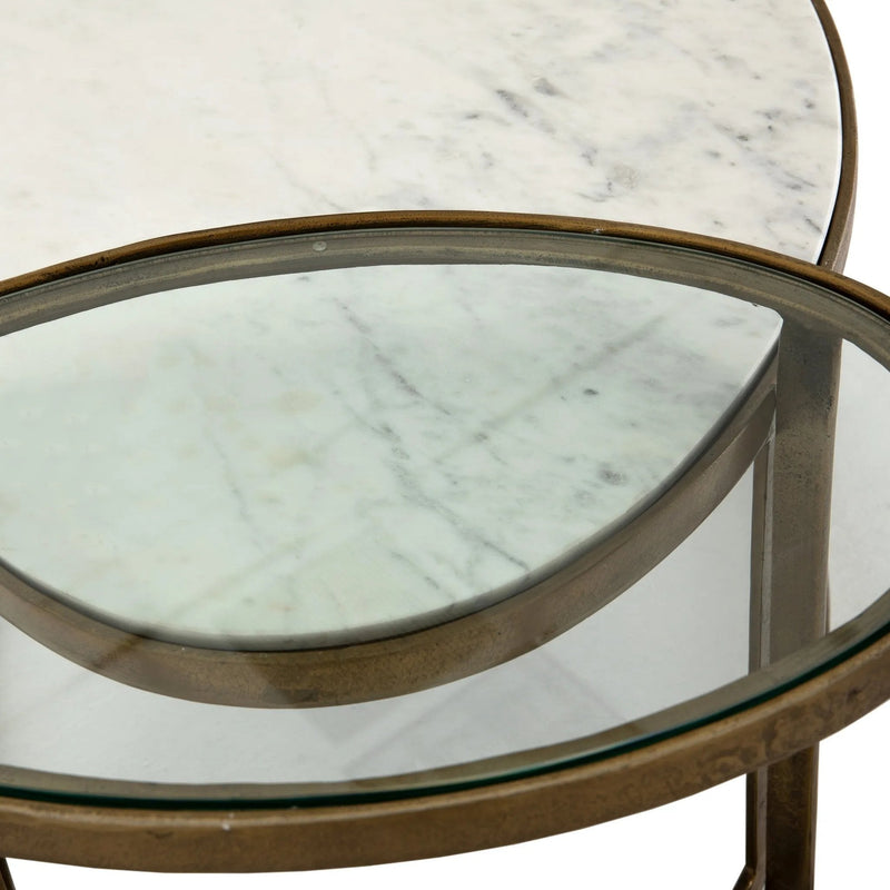 Calder Polished White Marble Nesting Coffee Table | ready to ship!