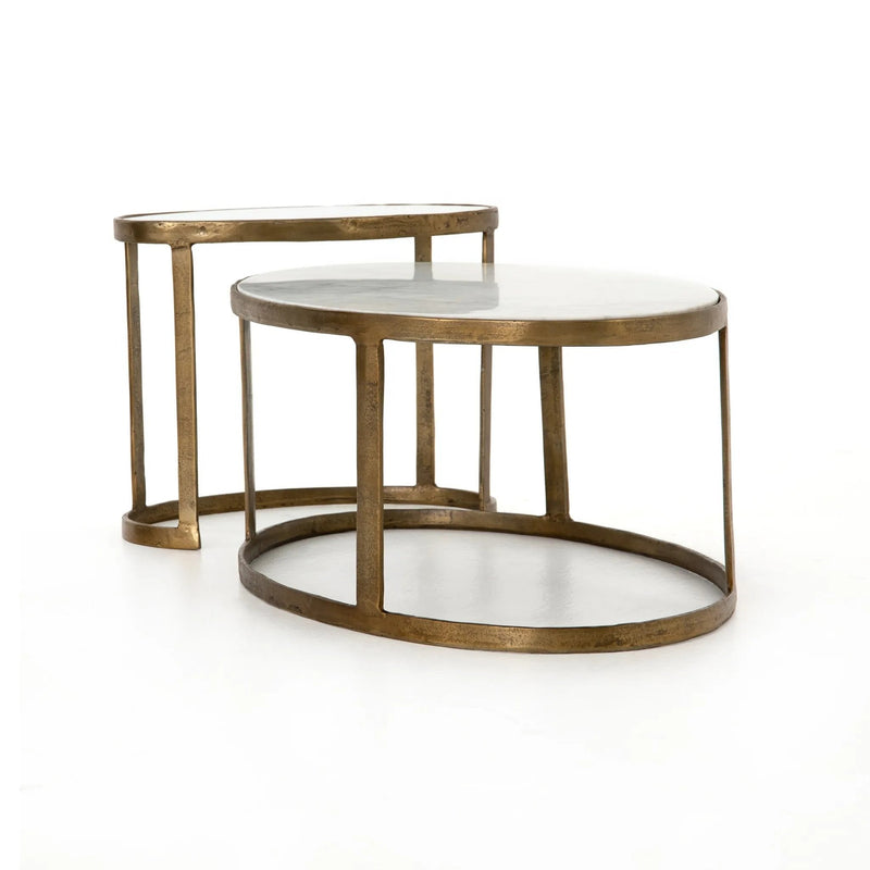 Calder Polished White Marble Nesting Coffee Table | ready to ship!