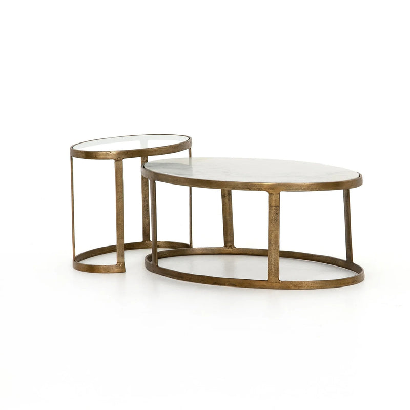 Calder Polished White Marble Nesting Coffee Table | ready to ship!