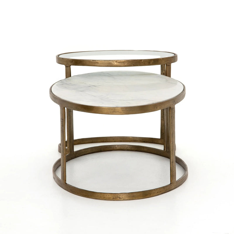 Calder Polished White Marble Nesting Coffee Table | ready to ship!
