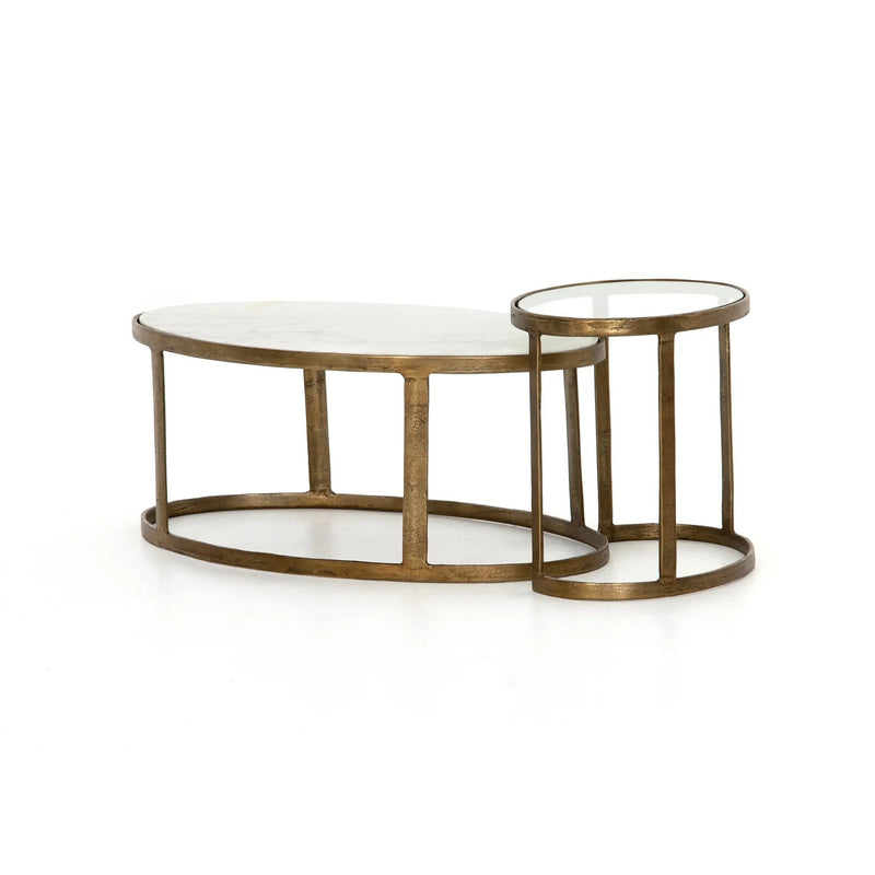 Calder Polished White Marble Nesting Coffee Table | ready to ship!