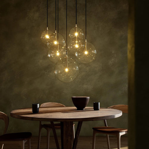 Cluster Black Cord 7 MIX Burnished Brass Chandelier | ready to ship!