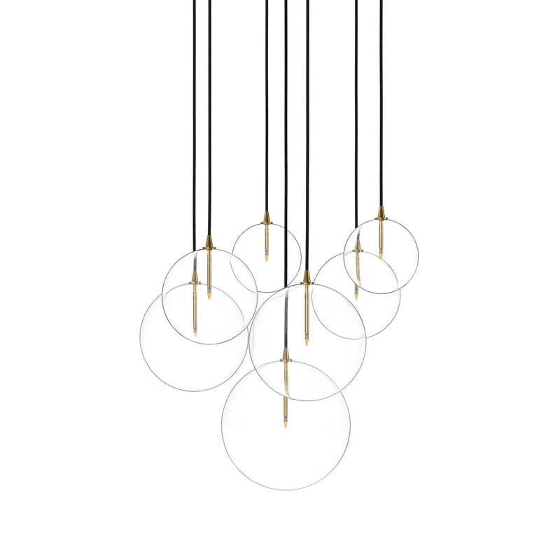 Cluster Black Cord 7 MIX Burnished Brass Chandelier | ready to ship!