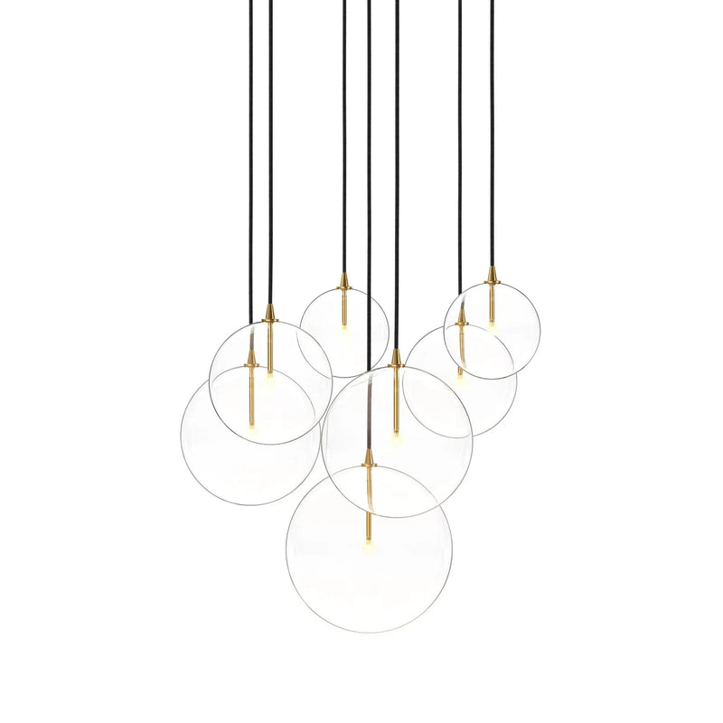 Cluster Black Cord 7 MIX Burnished Brass Chandelier | ready to ship!