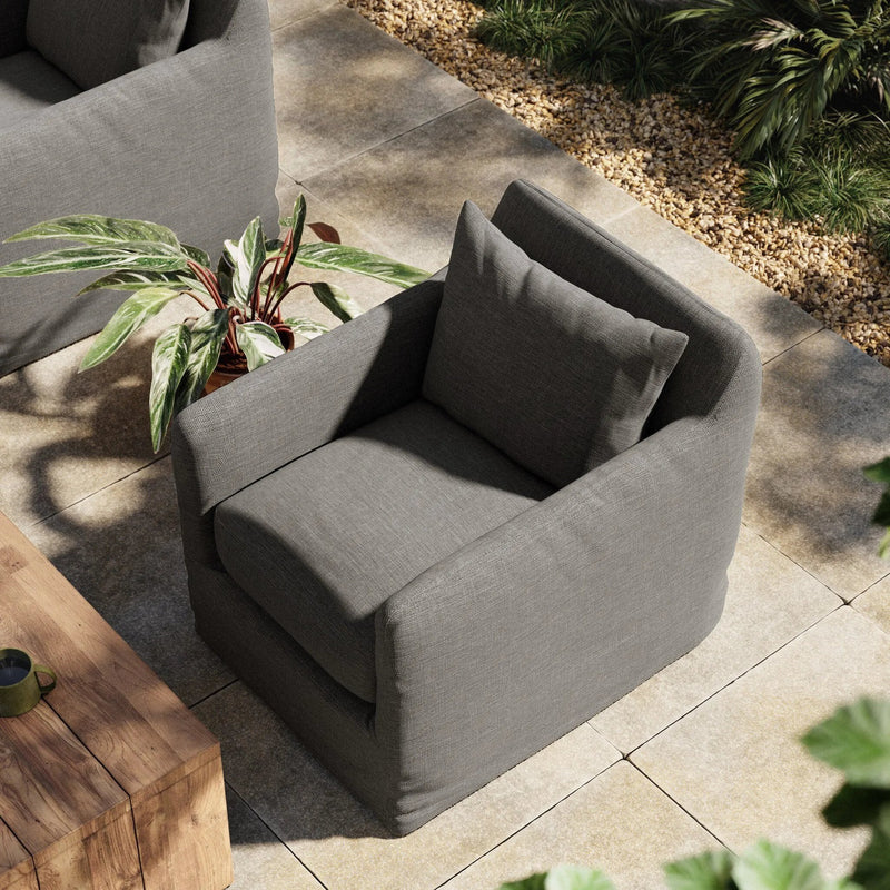 Dade Outdoor Swivel Chair - Charcoal | shipping 5/27/2025