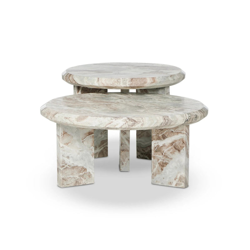 Dakota Creamy Taupe Marble Solid Nesting Coffee Table