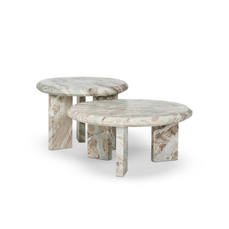 Dakota Creamy Taupe Marble Solid Nesting Coffee Table