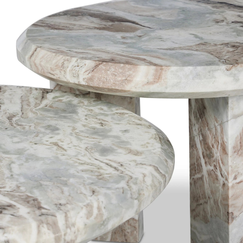 Dakota Creamy Taupe Marble Solid Nesting Coffee Table
