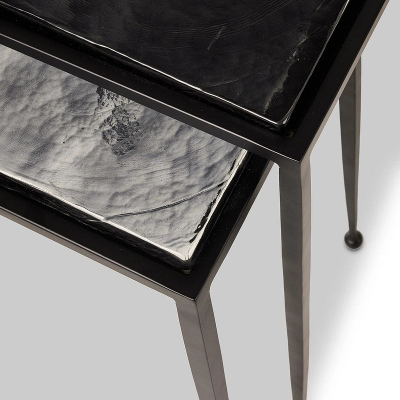 Dexter Smoked Black Cast Glass Nesting Tables | ready to ship!