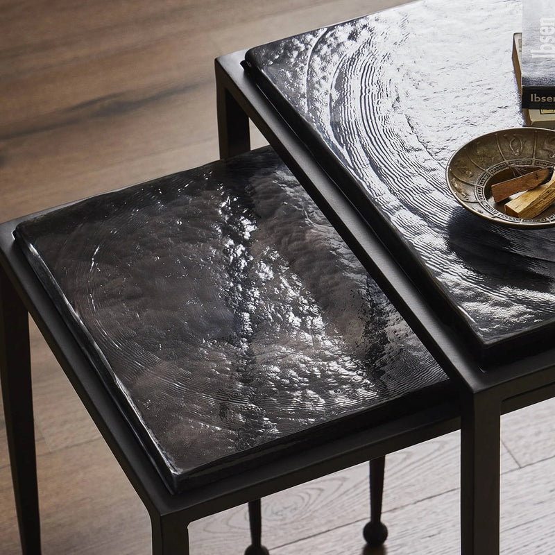 Dexter Smoked Black Cast Glass Nesting Tables | ready to ship!