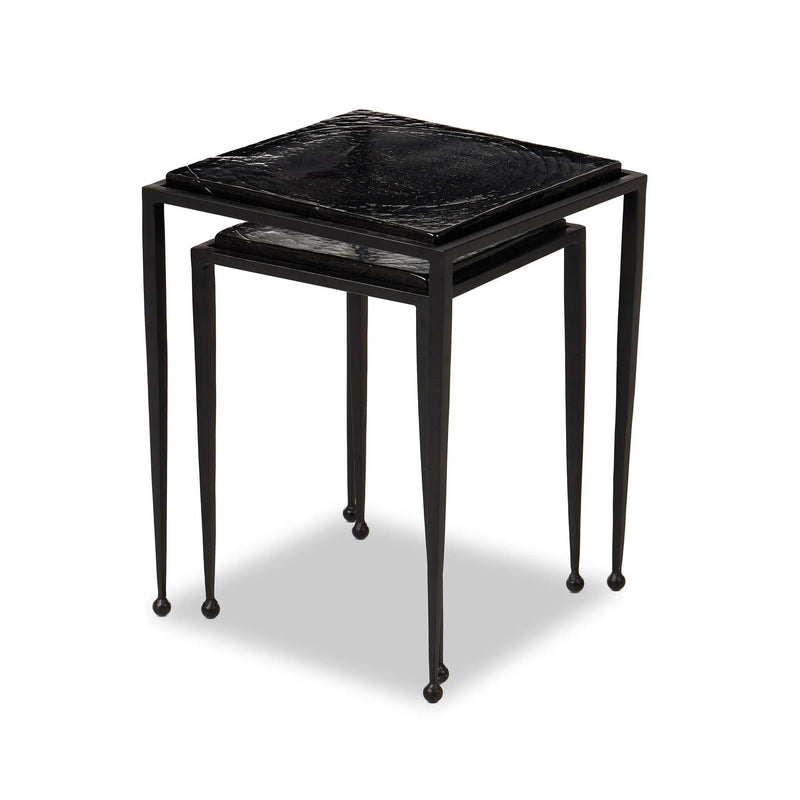 Dexter Smoked Black Cast Glass Nesting Tables | ready to ship!