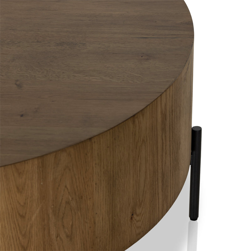 Eaton Amber Oak Drum Coffee Table | shipping 6/16/2025