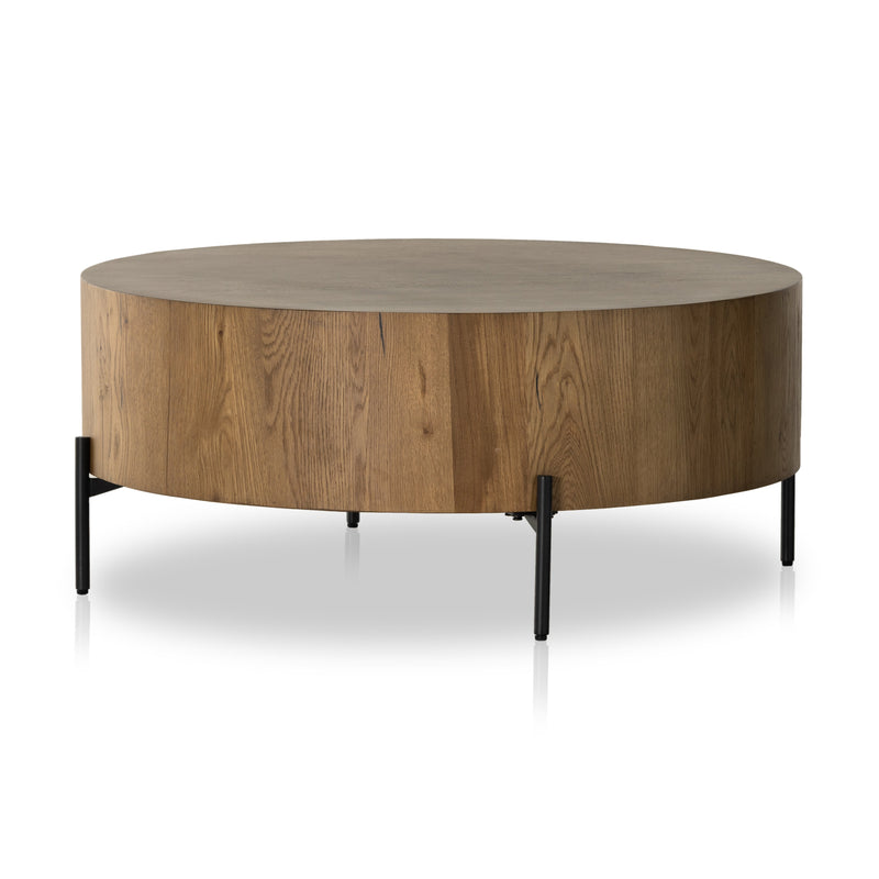 Eaton Amber Oak Drum Coffee Table | shipping 6/16/2025