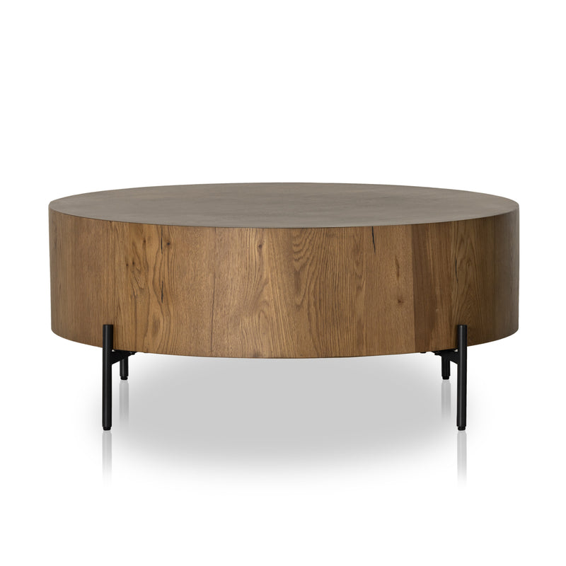 Eaton Amber Oak Drum Coffee Table | shipping 6/16/2025