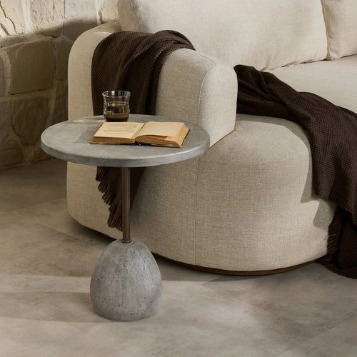 Emens Aged Smoke Concrete Outdoor End Table | shipping 9/2/2025