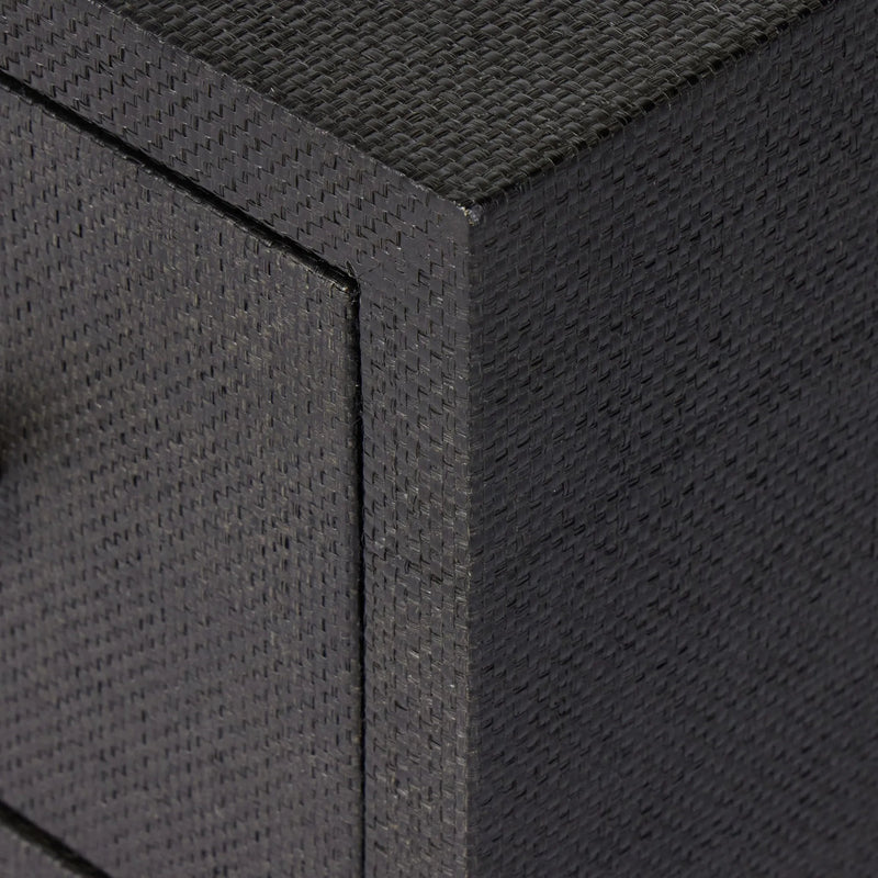 Fiona Black Raffia Nightstand | shipping 08/25/2025