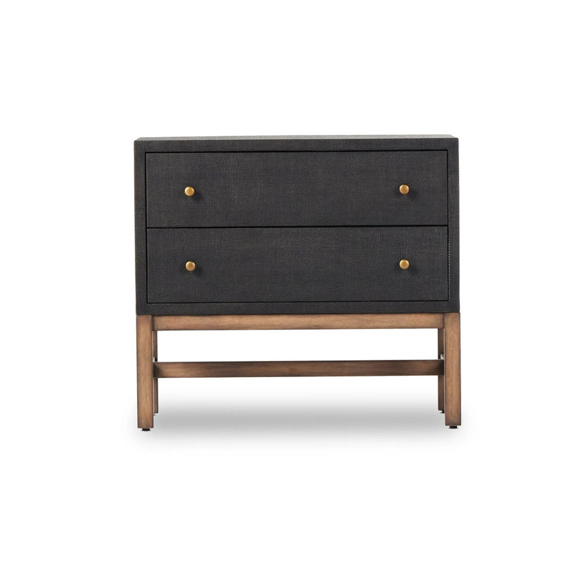 Fiona Black Raffia Nightstand | shipping 08/25/2025