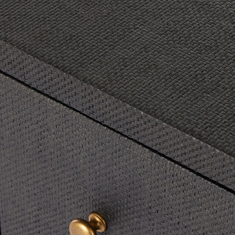 Fiona Black Raffia Nightstand | shipping 08/25/2025