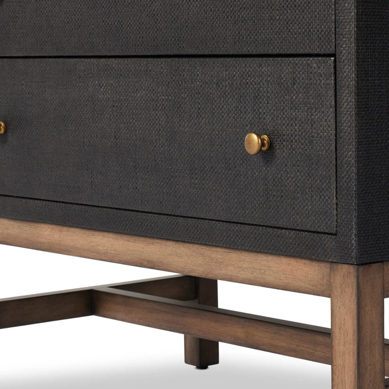 Fiona Black Raffia Nightstand | shipping 08/25/2025