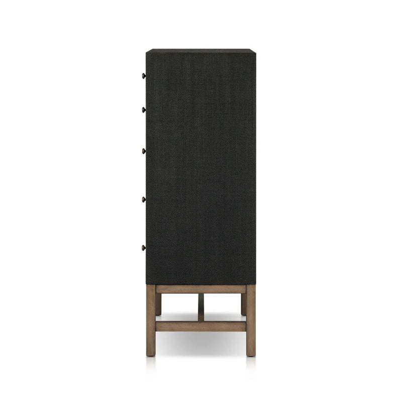 Fiona Black Raffia Tall Dresser | shipping 10/9/2025