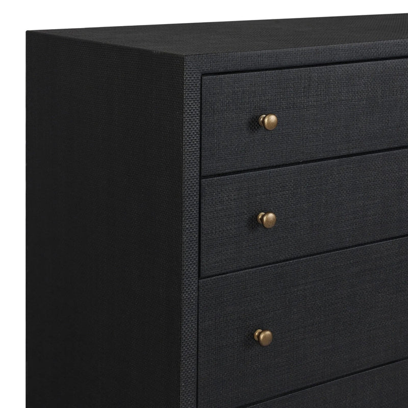 Fiona Black Raffia Tall Dresser | shipping 10/9/2025