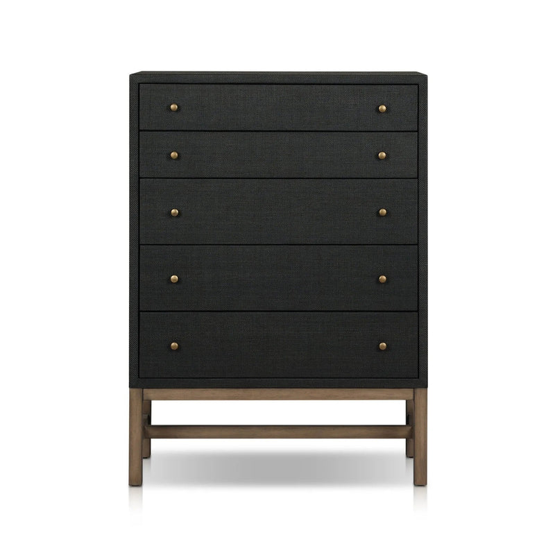 Fiona Black Raffia Tall Dresser | shipping 10/9/2025