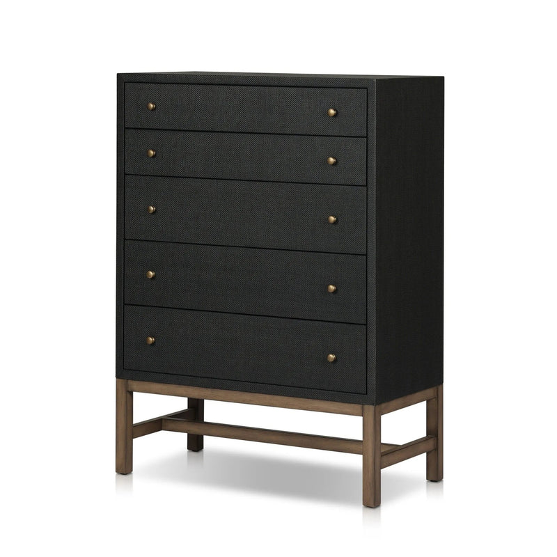 Fiona Black Raffia Tall Dresser | shipping 10/9/2025