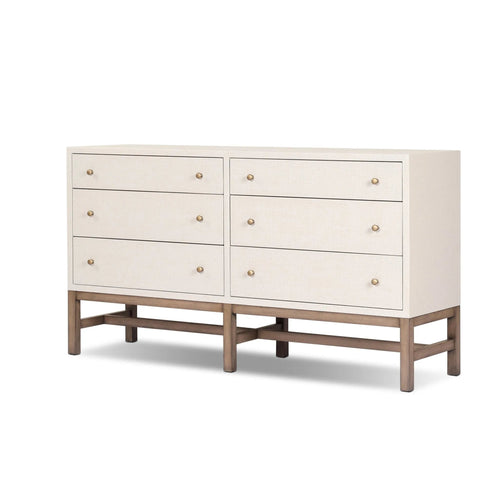 Fiona Ivory Painted Raffia 6 Drawer Dresser | shipping 10/25/2025