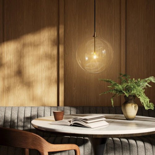 Glass Burnished Brass Clear Glass Globe Large Pendant | ready to ship!