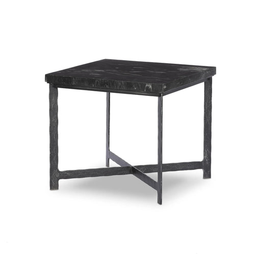 Hammered Charcoal Marble Iron End Table | ready to ship!
