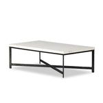 Hammered White Marble Iron Coffee Table | shipping 6/25/2025
