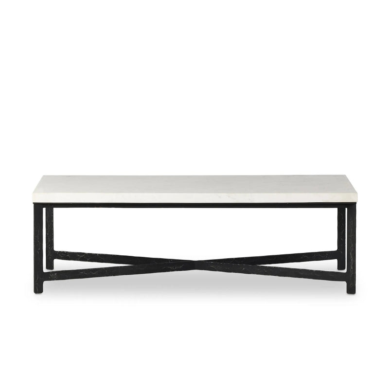 Hammered White Marble Iron Coffee Table | shipping 6/25/2025