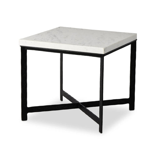 Hammered White Marble Iron End Table | ready to ship!