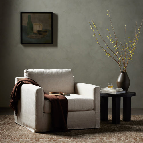 Hampton Creme Slipcover Swivel Chair | ready to ship!