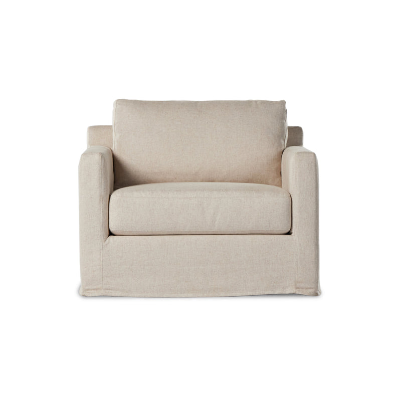 Hampton Creme Slipcover Swivel Chair | ready to ship!