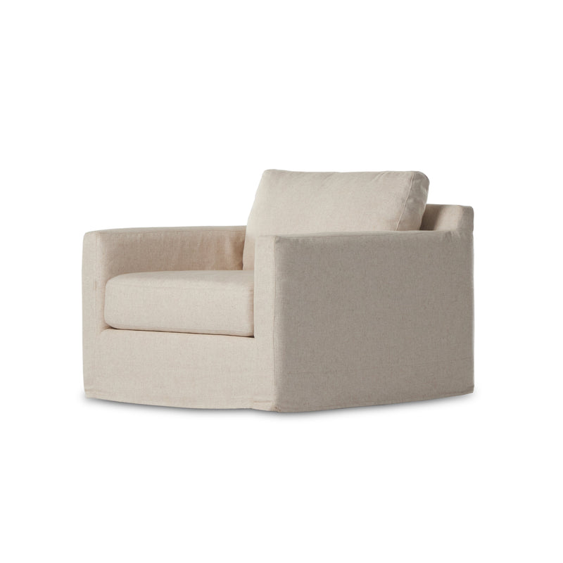 Hampton Creme Slipcover Swivel Chair | ready to ship!