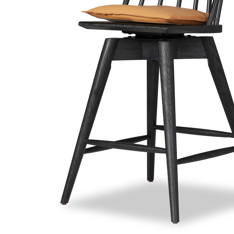Lewis Black Counter Swivel Stool with Cushion | ready to ship!