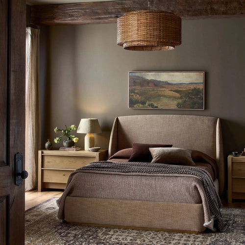 Maeve Laken Taupe Upholstered Bed