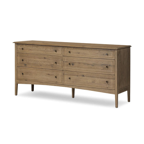 Maggie Aged Smoked Oak Resawn 6 Drawer Dresser | shipping 7/10/2025