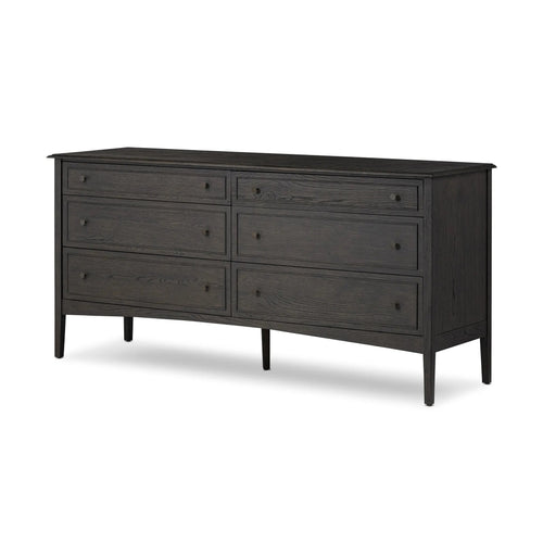 Maggie Smoked Black Oak Veneer 6 Drawer Dresser | ready to ship!