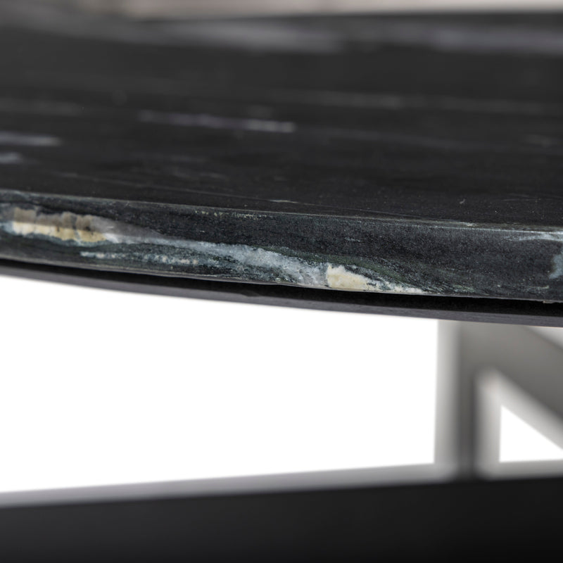 Marble Black Round Coffee Table With Iron | shipping 8/24/2025